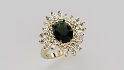 Green Sapphire Ballerina Ring